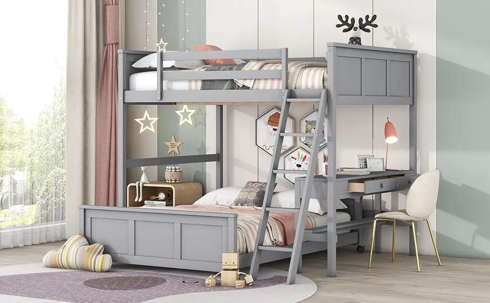 Full Over Full Bunk Bed With Desk