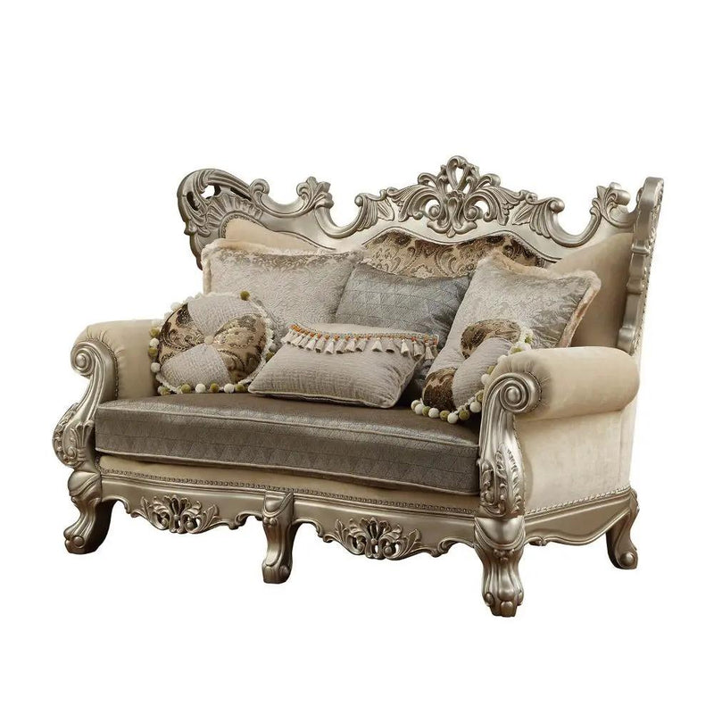 Ranita - Loveseat With 6 Pillows - Fabric & Champagne by Unique Piece Furniture