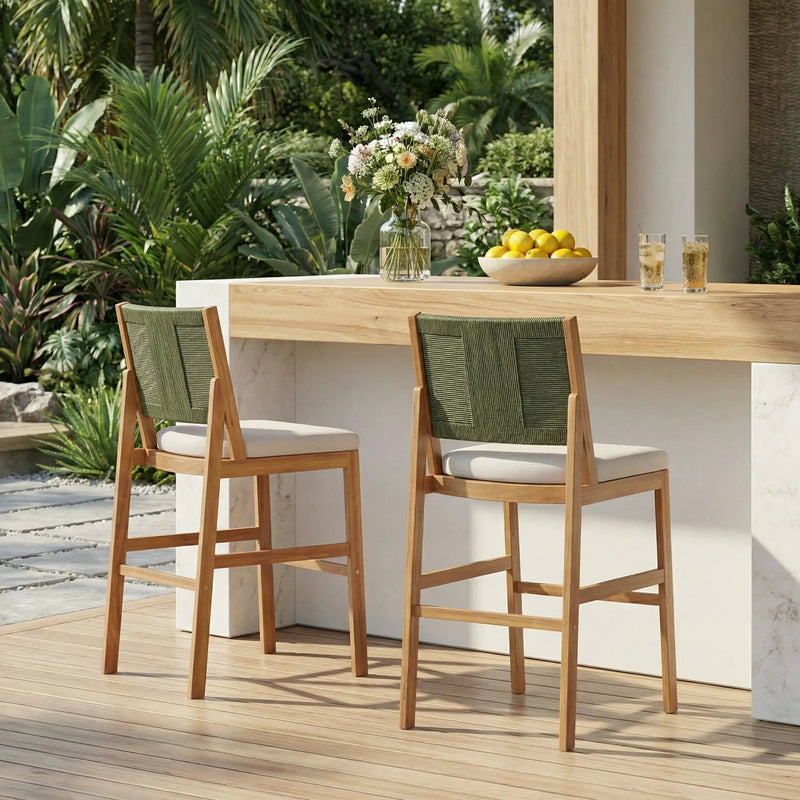 Outdoor Acacia Wood Bar Stools (Set of 2) by HouseOfZazla