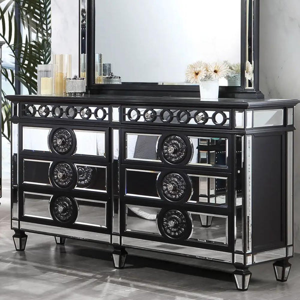 Varian II - Commode - Miroir, Noir & Argent