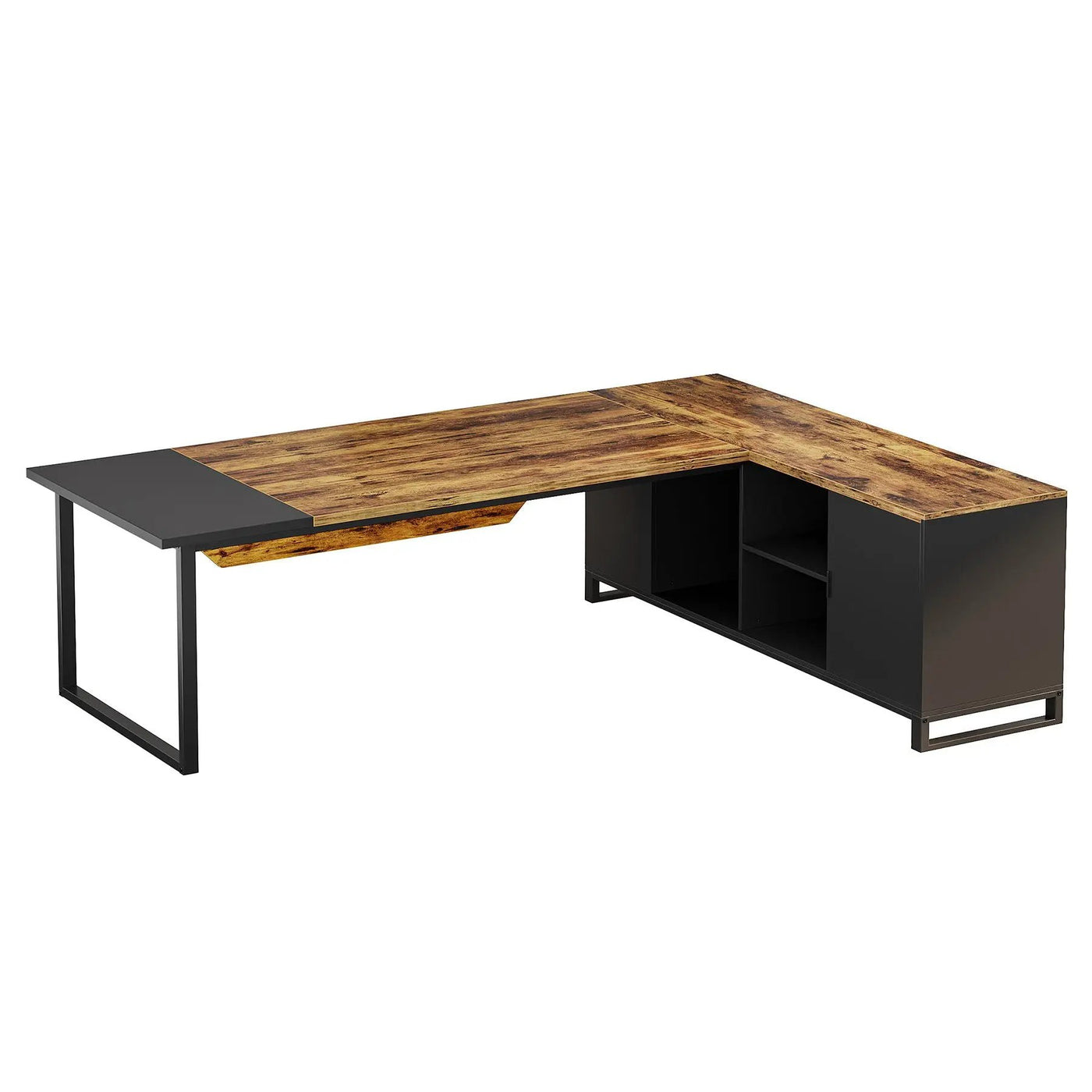 L-Shaped Executive Desk With File Cabinet, Computer Workstation With Storage by HouseOfZazla