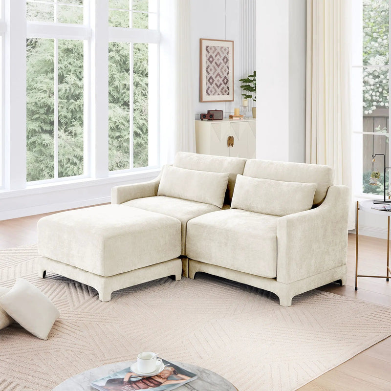 Stylish Sofa With Ottoman And Lumbar Pillows, Ergonomic Design by HouseOfZazla
