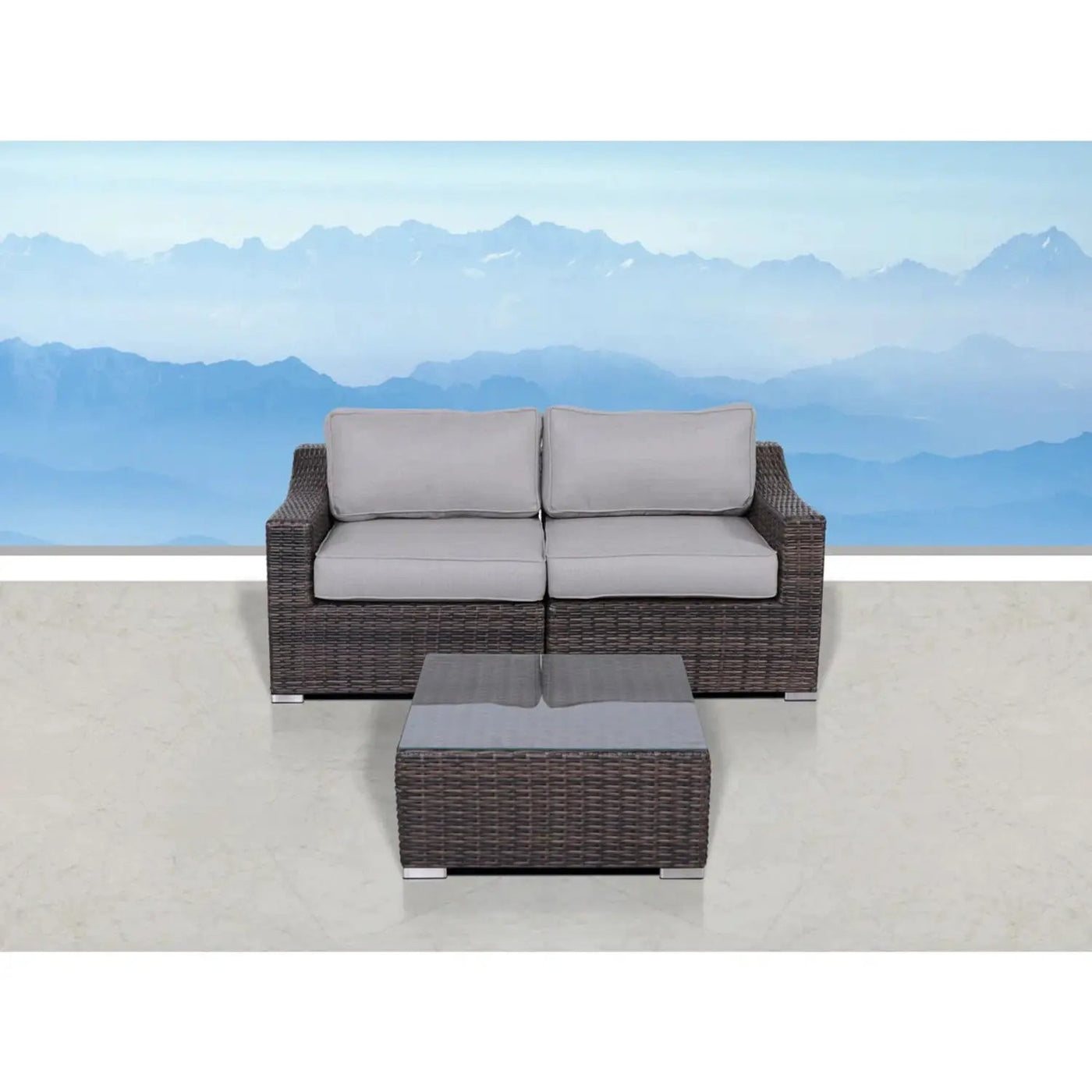Outdoor Wicker Conversation Set With Cushions, All Weather by Unique Piece Furniture