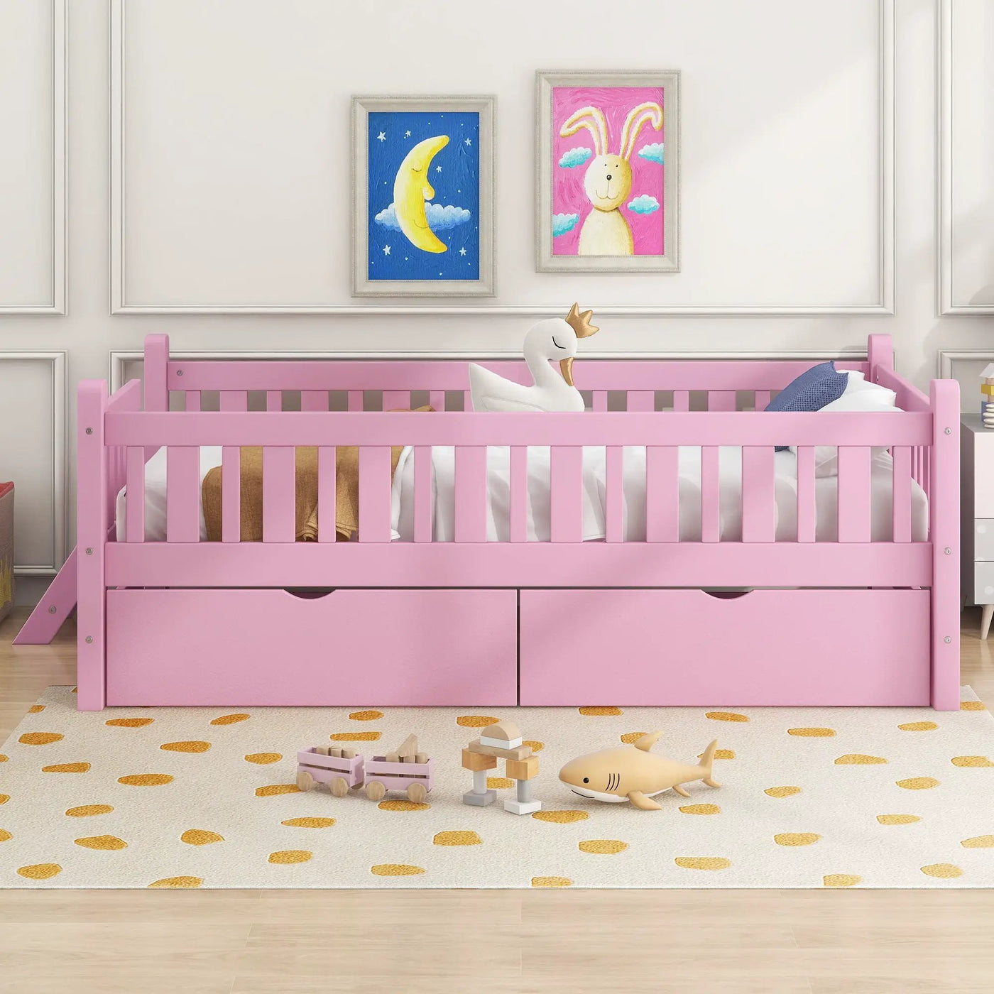 Platform Bed With Guardrail And 2 Drawers by HouseOfZazla