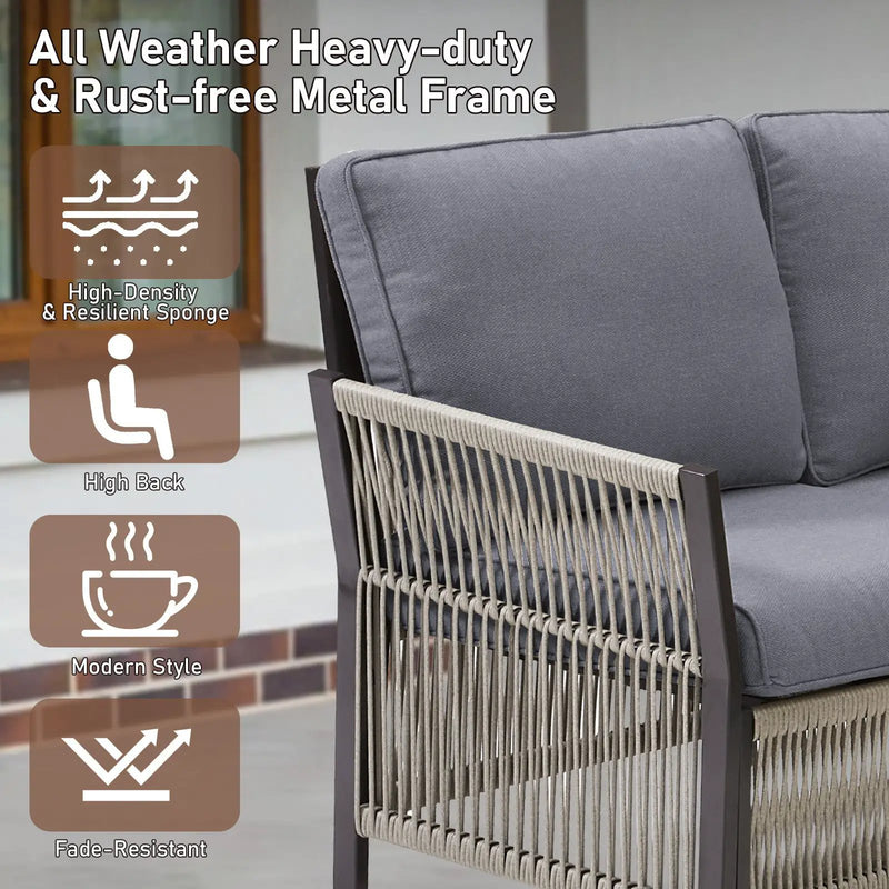 73.6" Outdoor Patio Sofa, 3-Seat Rattan Couch by HouseOfZazla