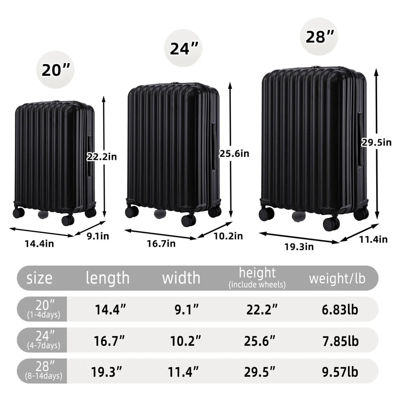 20" / 24" / 28" 3 Pieces / Set Spinner Wheel Luggage, Carry On Suitcase, With Cup Holder & USB Port & Phone Holder by HouseOfZazla