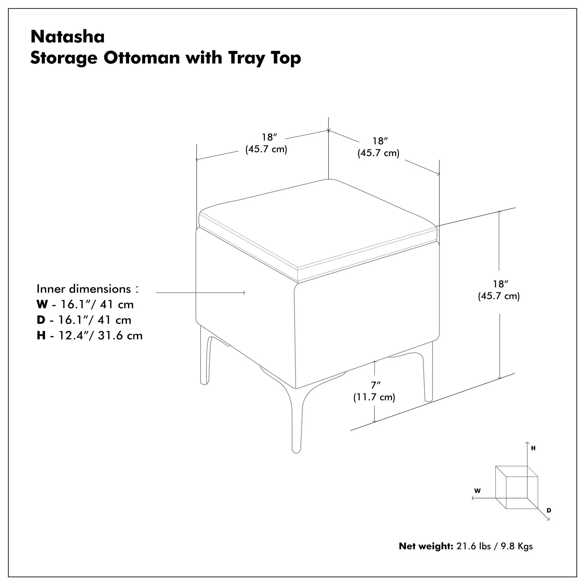 Natasha - Multifunctional Storage Ottoman With Tray by Unique Piece Furniture