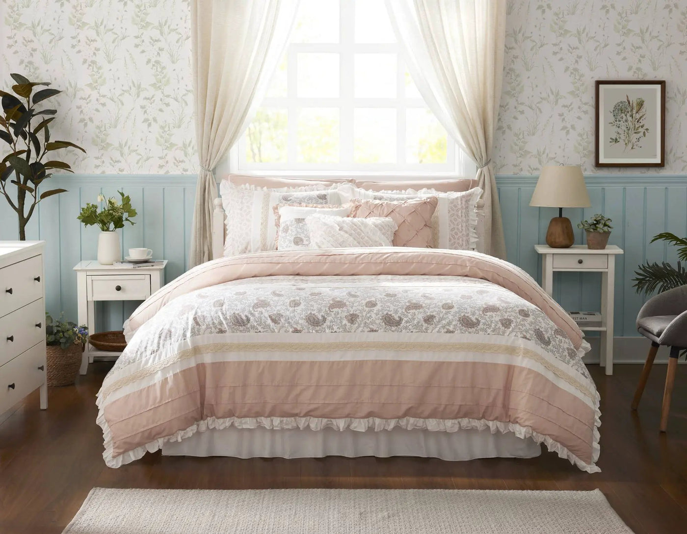 9 Piece Cotton Percale Comforter Set Blush by HouseOfZazla