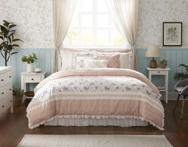 9 Piece Cotton Percale Comforter Set Blush by HouseOfZazla