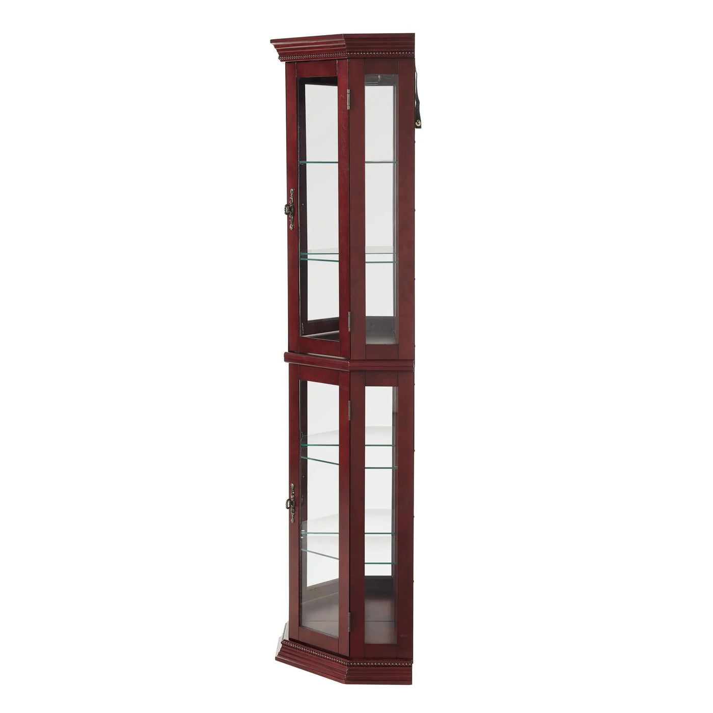 Corner Curio Cabinet With Lights, Adjustable Tempered Glass Shelves, Mirrored Back, Display Cabinet (E26 Light Bulb Not Included) by HouseOfZazla