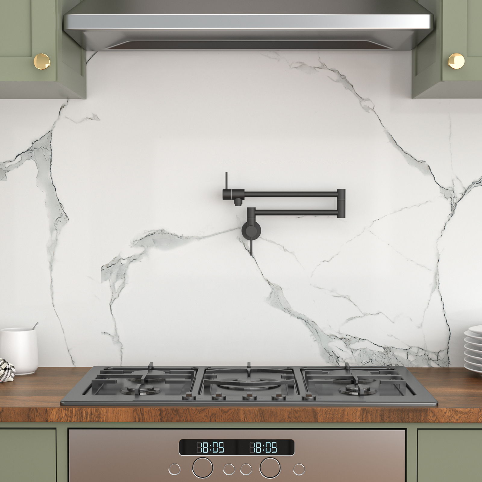 Modern Design Pot Filler Faucet Wall Mount Kitchen Sink, Folding Stretchable by HouseOfZazla