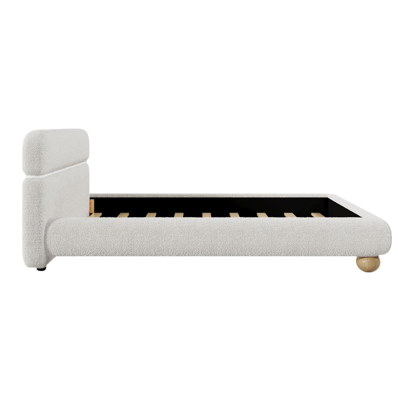 Queen Size Low Profile Upholstered Bed - White by HouseOfZazla