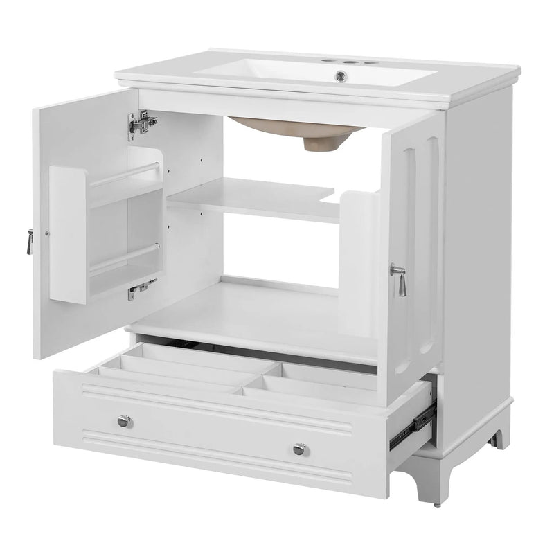 Bathroom Vanity With Sink, Cabinet With Adjustable Shelf And Drawer Divider by HouseOfZazla