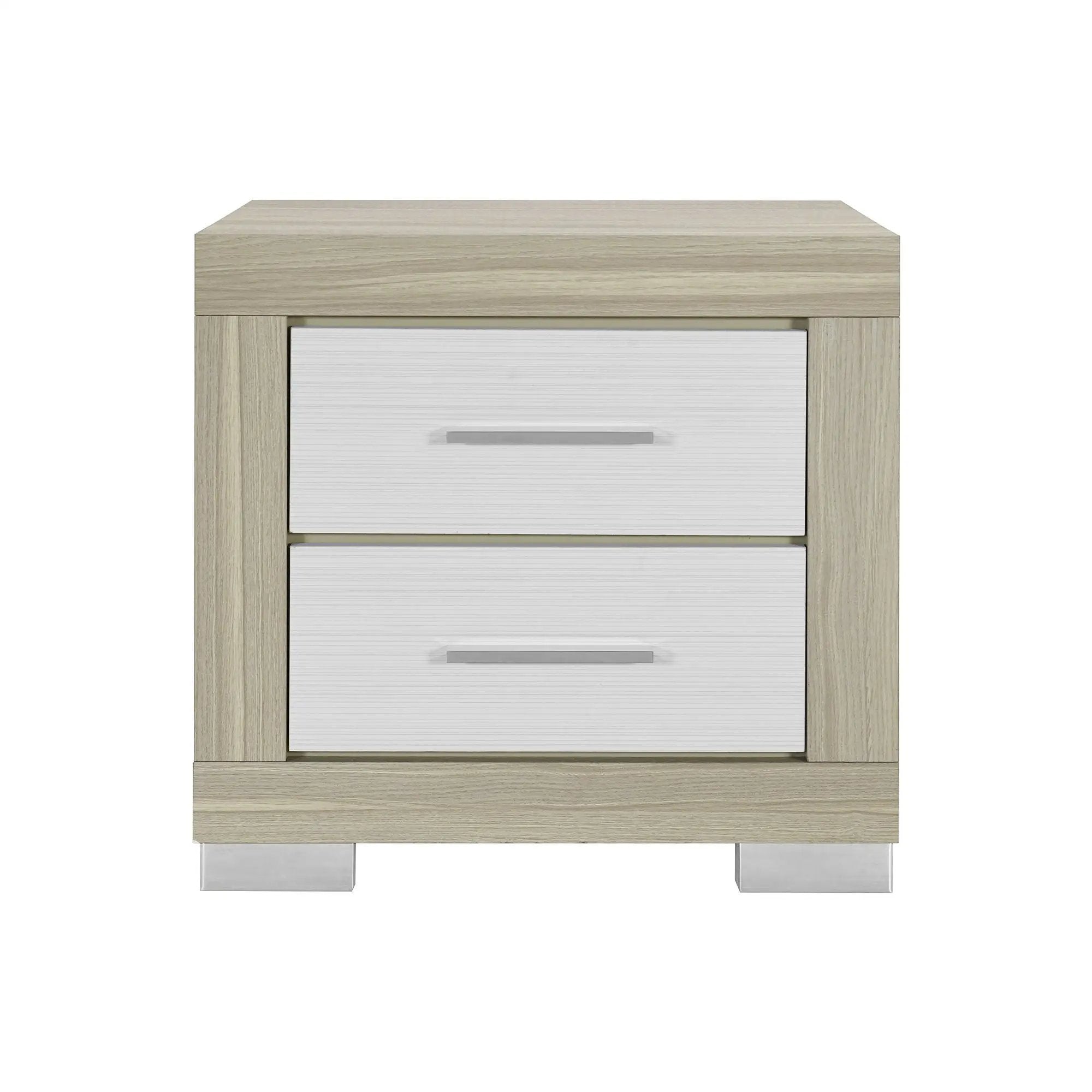 Elsa - 2 Toned Nightstand With Bar Handle And Spacious Drawers by HouseOfZazla