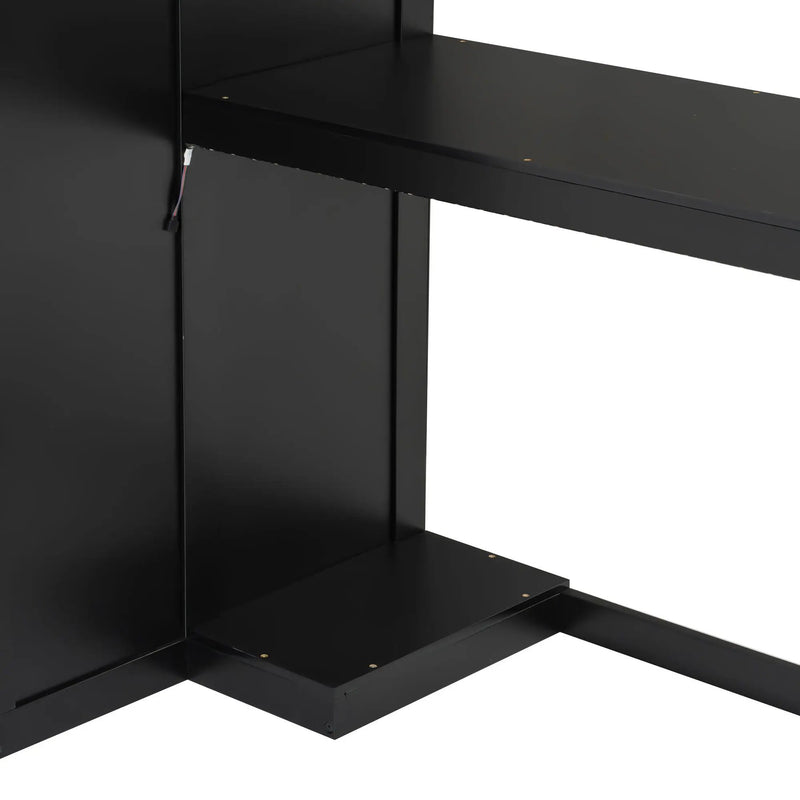 Gaming Loft Bed With Desk And Storage, LED Lights by HouseOfZazla