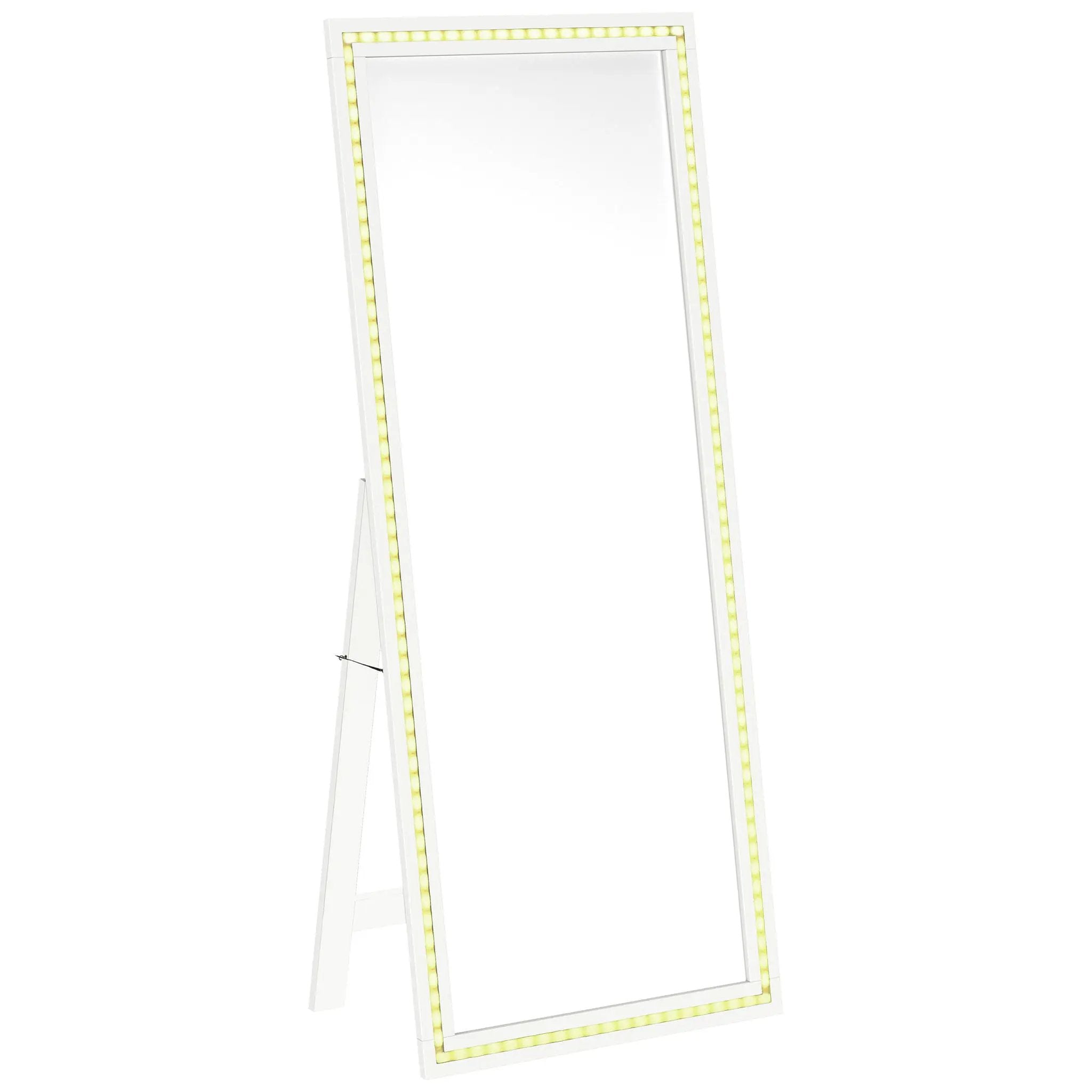 Windrose 28 x 67 Inch Tempered LED Standing Mirror White by Unique Piece Furniture
