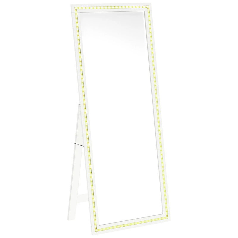 Windrose 28 x 67 Inch Tempered LED Standing Mirror White by Unique Piece Furniture