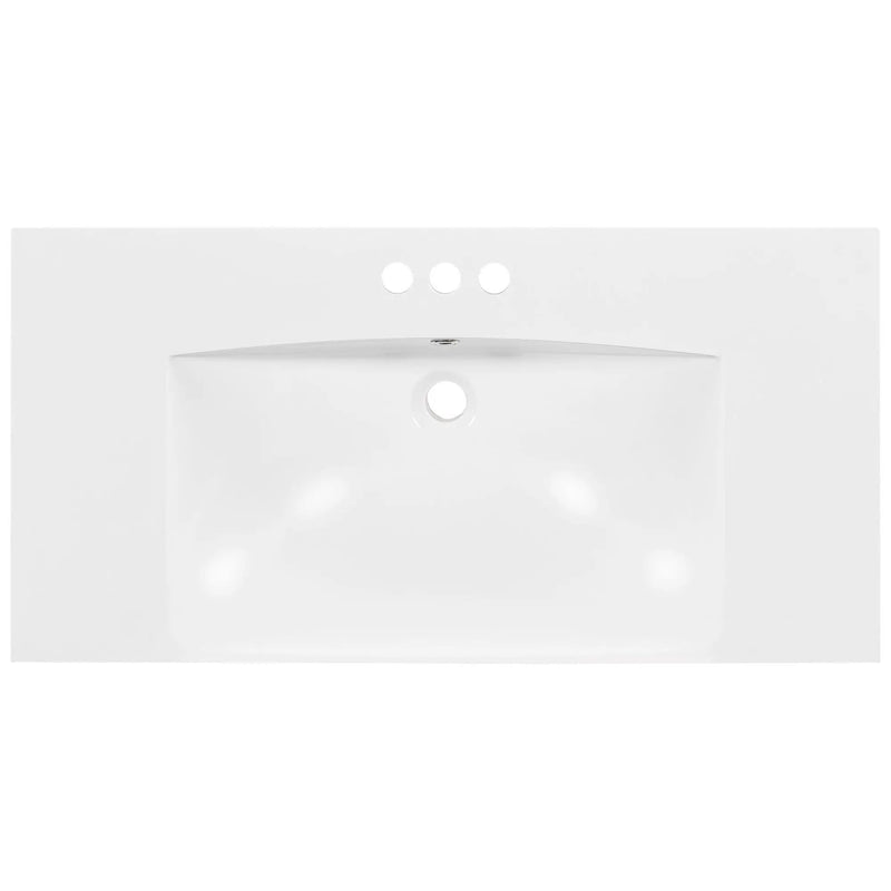 Single Bathroom Basin Sink, Vanity Top Only With 3 Faucet Holes by HouseOfZazla