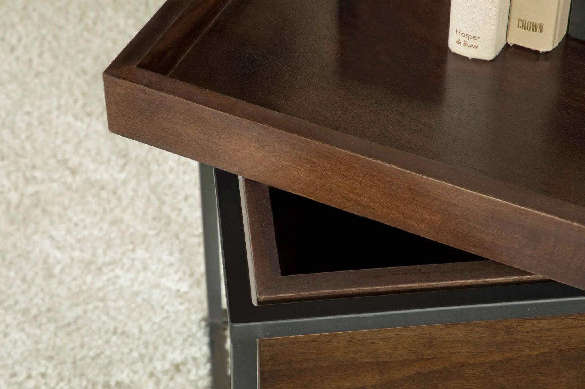 Ondrej Square Accent Side Table Removable Tray Dark Brown by Unique Piece Furniture