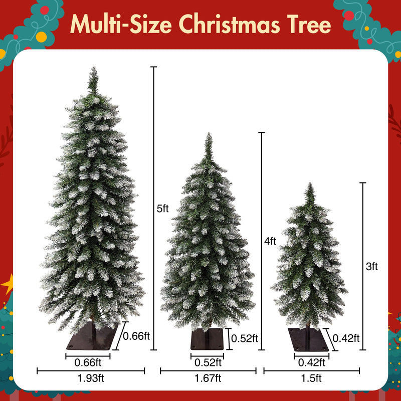 Pre-Lit Snow Flocked Pencil Christmas Tree Set - White (3-Pack), photo 7 of 10