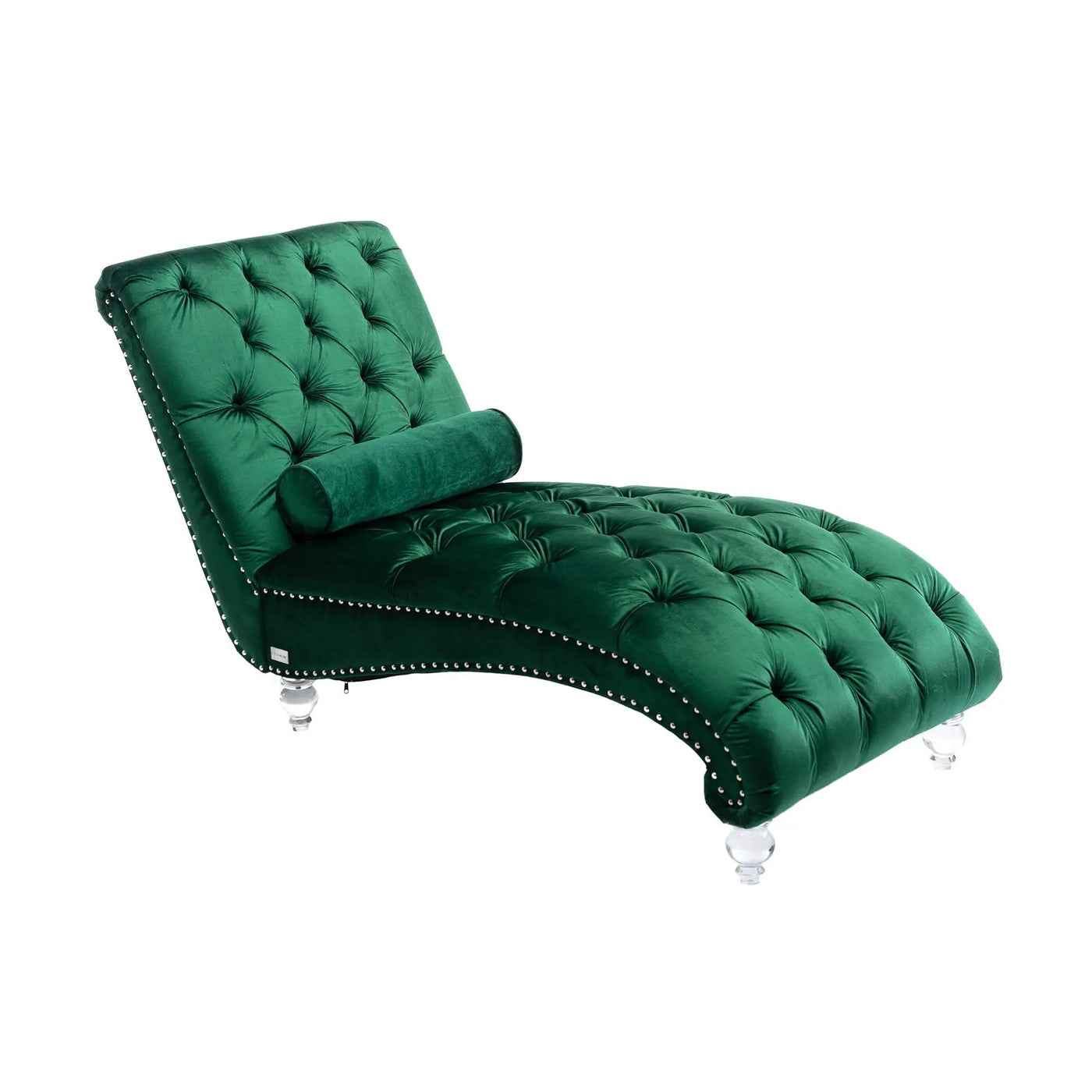 Chaise Lounge Indoor, Button Tufted Upholstered Chaise Lounge Chair With Pillow by HouseOfZazla