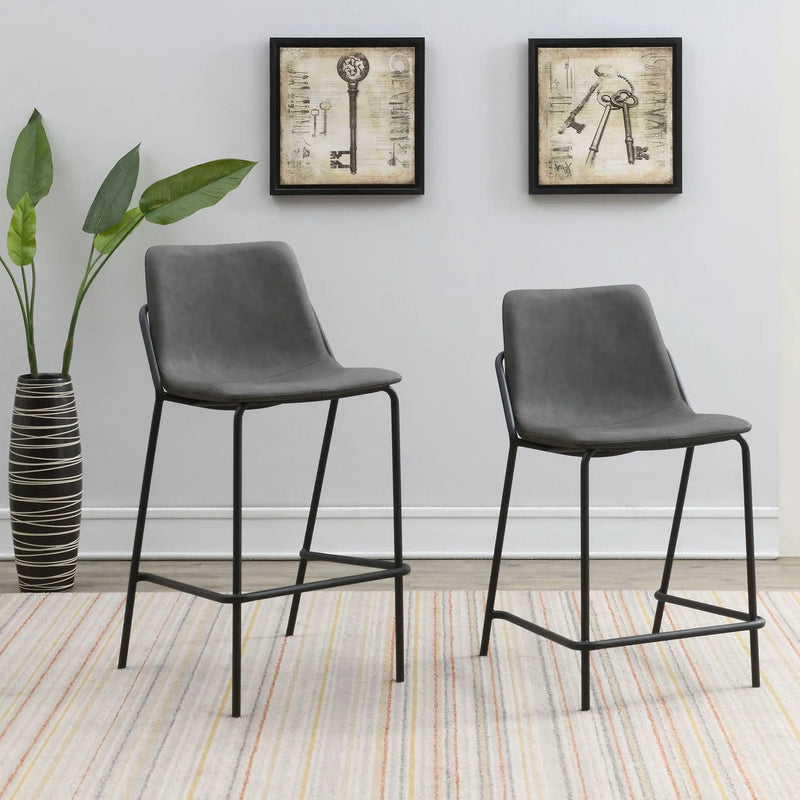 Counter Height Stools With Footrest (Set of 2) - Gray / Black by HouseOfZazla