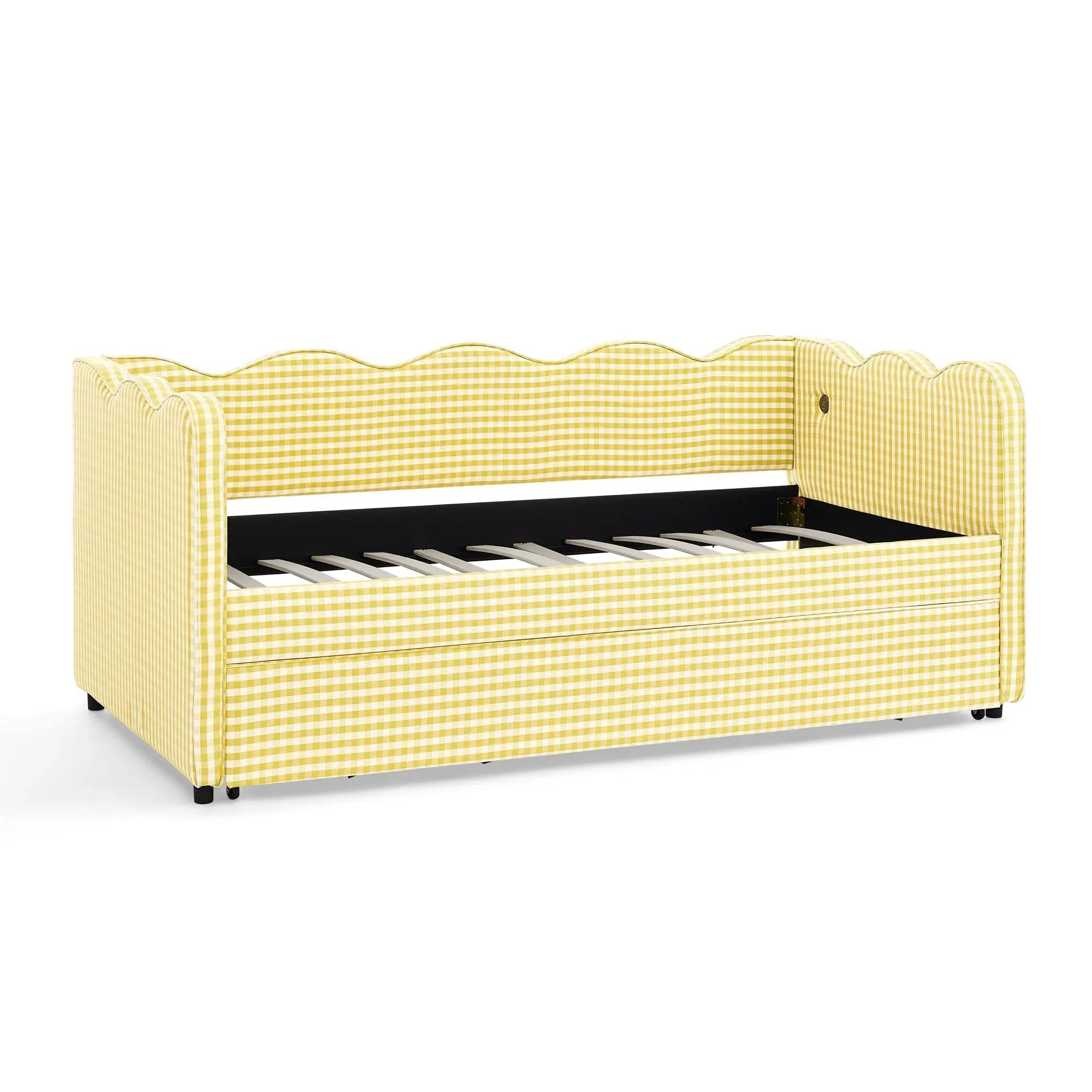 Cozy Gingham Daybed with Trundle Twin Size Sofa Bed by HouseOfZazla