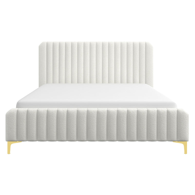 Valery King Size Bed Frame with Tufted Upholstery - White Boucle, photo 4 of 10