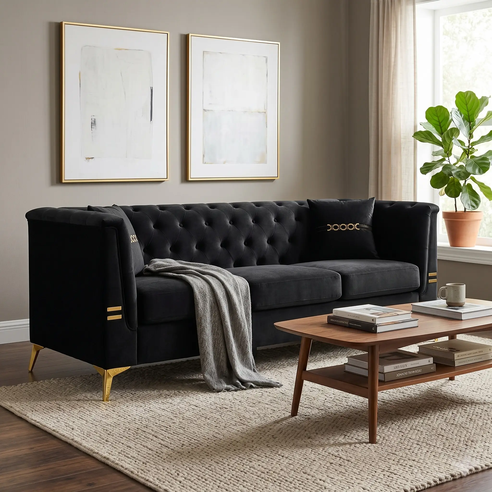 FX-P83-BK4 Sofa with 2 Pillows by HouseOfZazla