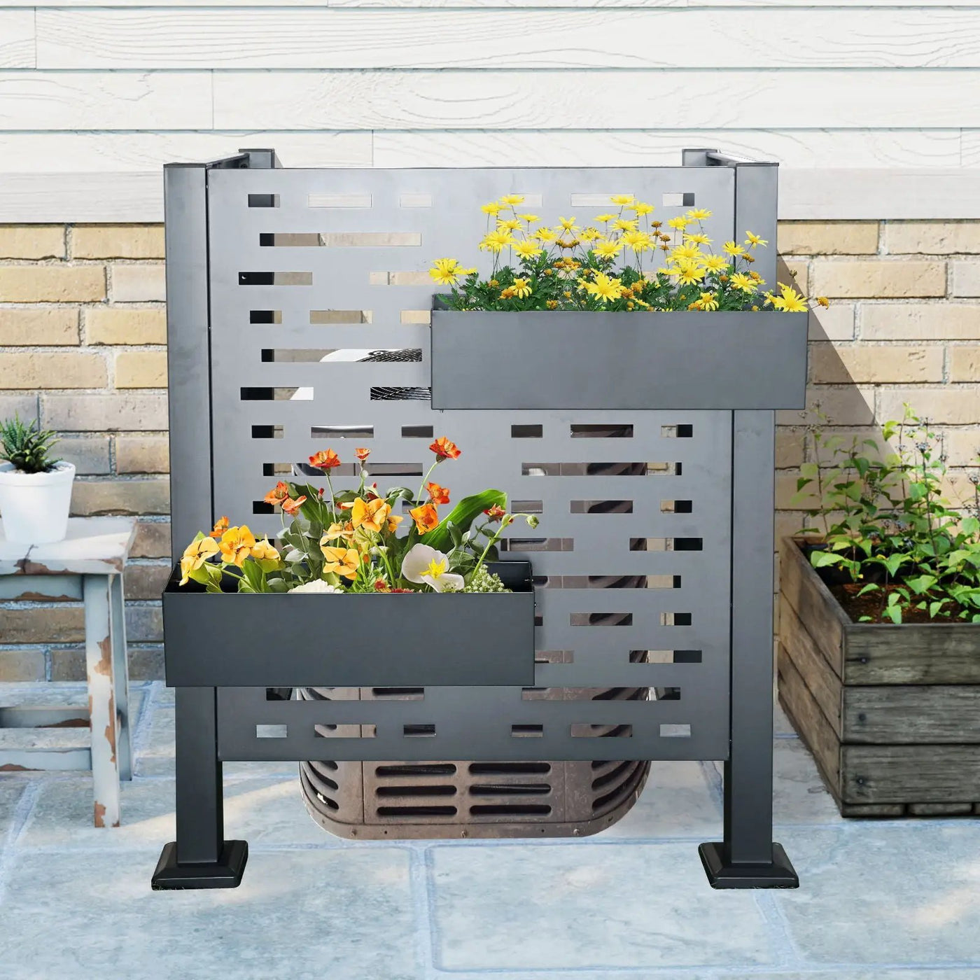 Air Conditioner Fence For Outdoor Units, Metal Privacy Fence Cover, Perfect To Conceal Air Conditioning Units, 3 Fence Panel by HouseOfZazla