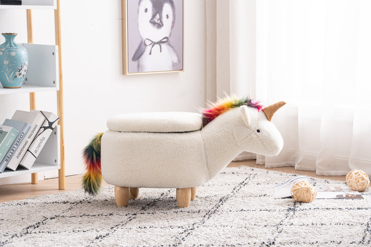 Uma the Unicorn Storage Ottoman with Hidden Storage - Faux Fur