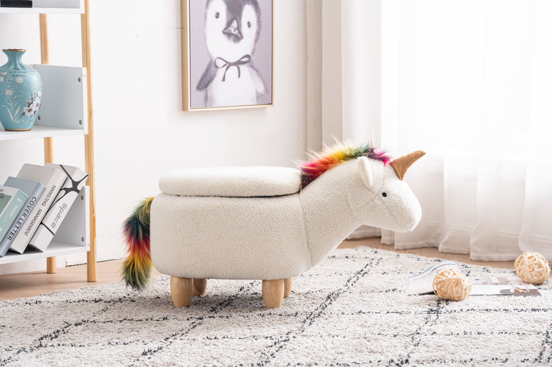 Uma the Unicorn Storage Ottoman with Hidden Storage - Faux Fur