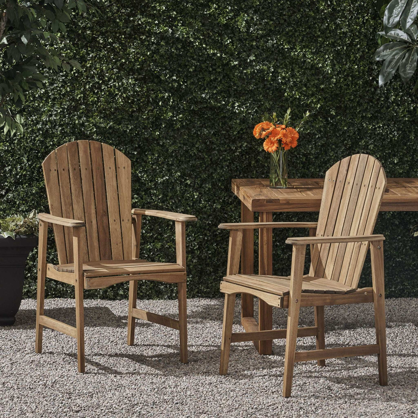 Outdoor Weather Resistant Acacia Wood Adirondack Dining Chairs (Set of 2) by HouseOfZazla