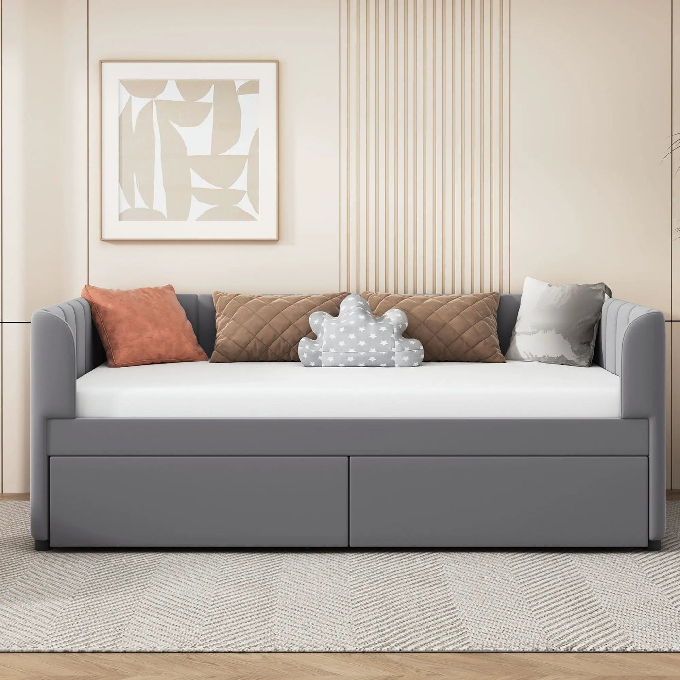 Upholstered Daybed With Ergonomic Design Backrest by HouseOfZazla
