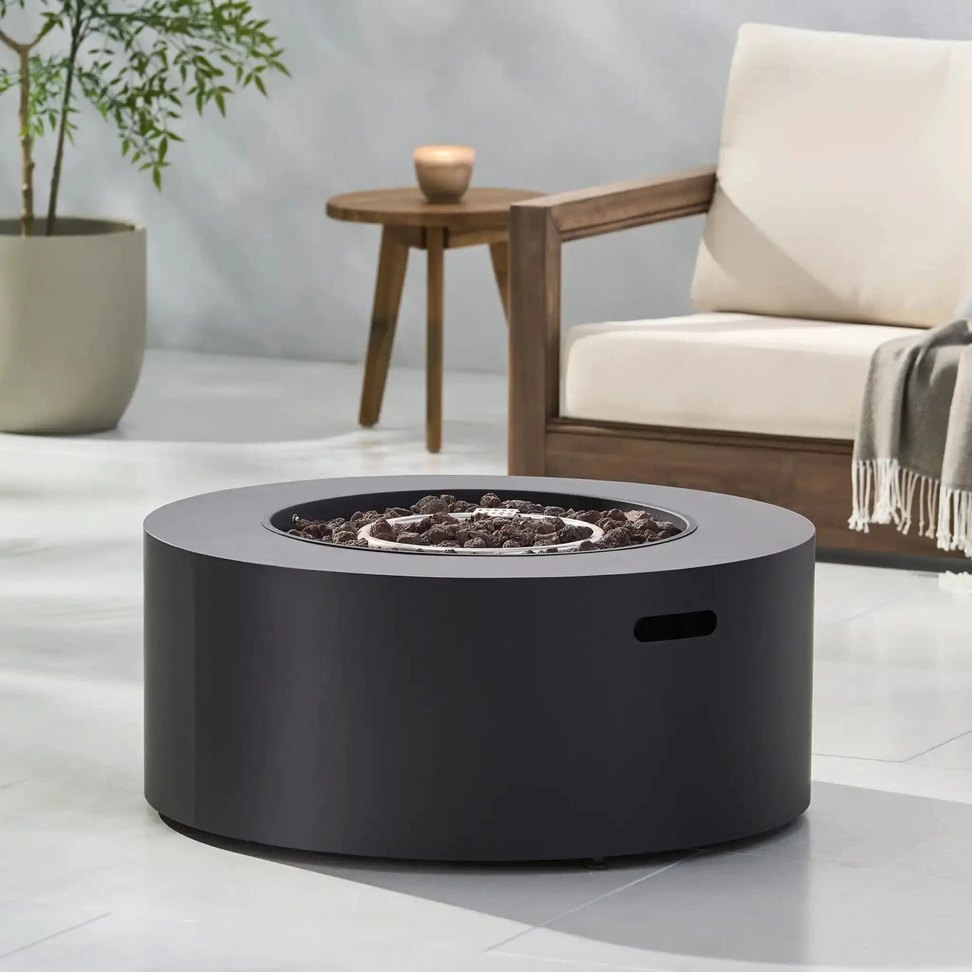 Round Iron Fire Pit With 40,000 Btu by HouseOfZazla