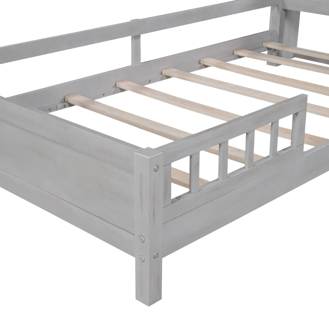 Wood Platform Bed With Built In LED Light, Storage Headboard And Guardrail by HouseOfZazla