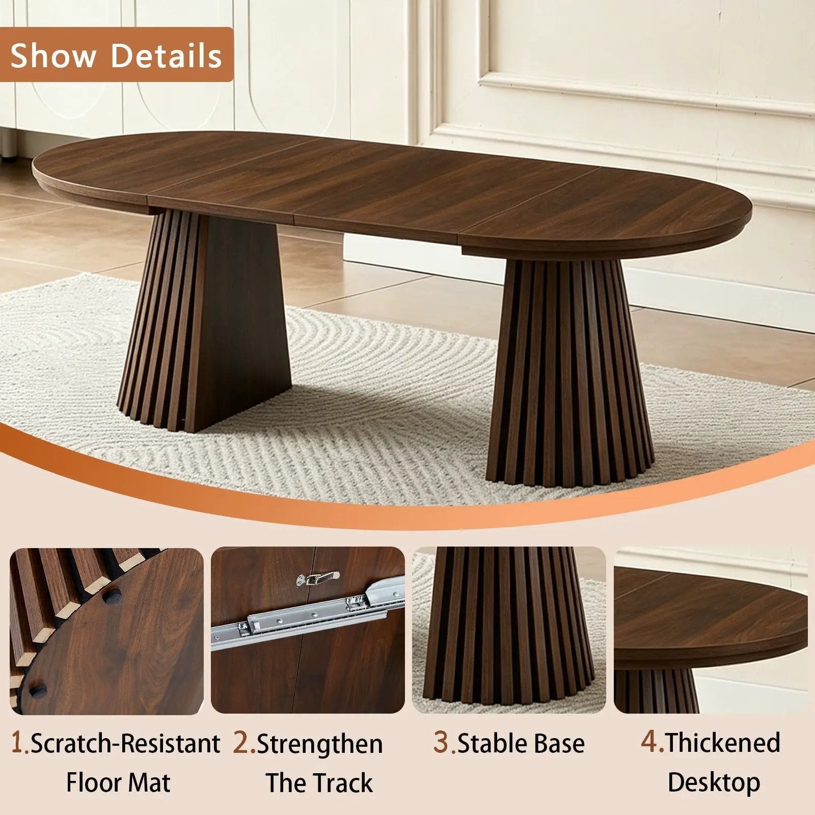 Oval Coffee Table For Living Room - Walnut by HouseOfZazla