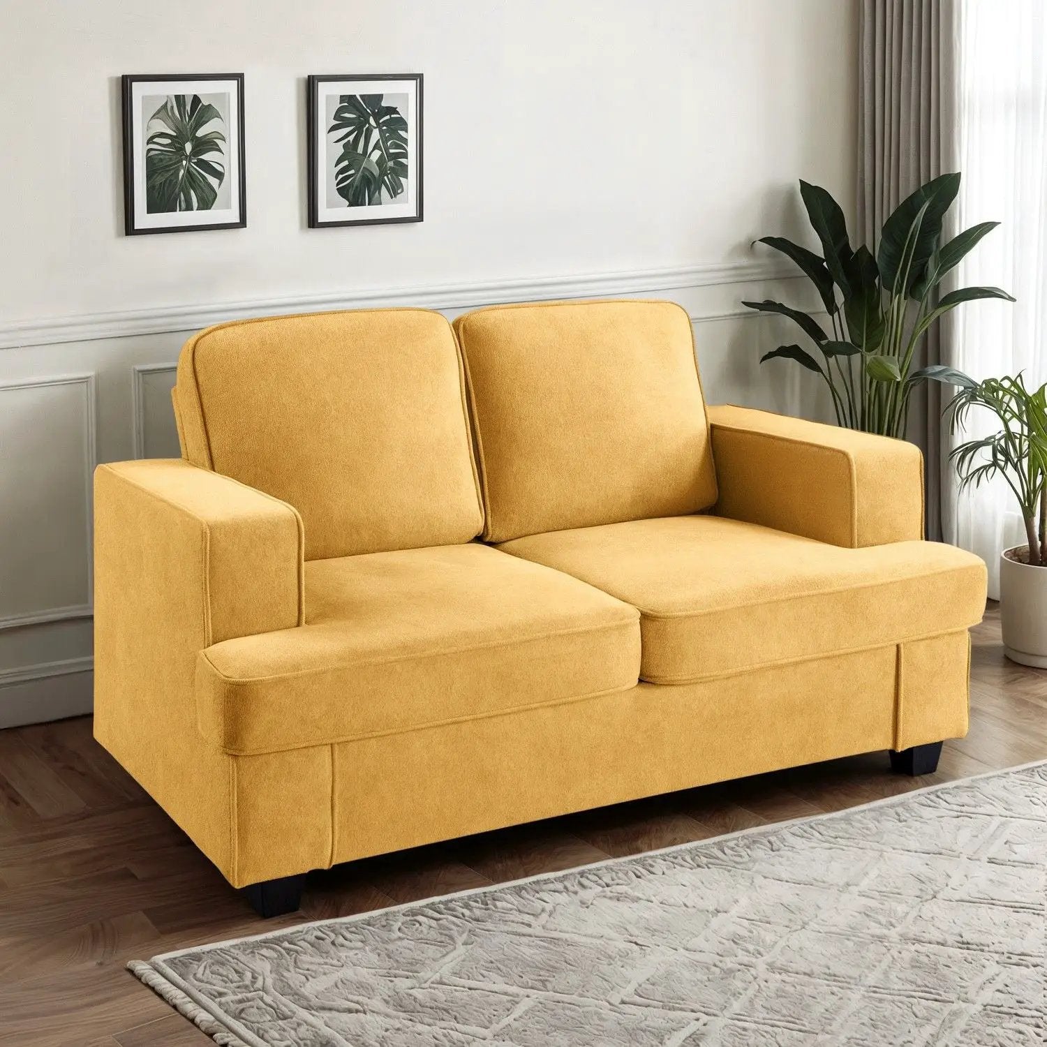 Modern Loveseat, Comfortable 2 Seater Couch With Deep Seating, Loose Back Cushions, Wide Arms by HouseOfZazla