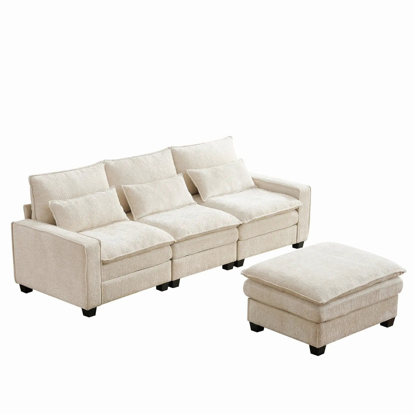 Modern Comfy L Shaped Sectional Sofa With Movable Ottoman by HouseOfZazla