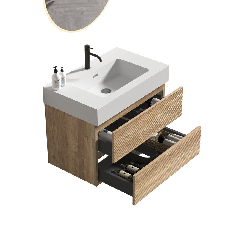 Grace 30 Rough Oak Wall-Mounted Bathroom Vanity by HouseOfZazla
