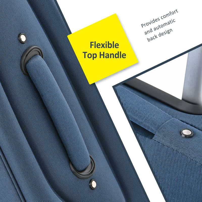 Softside Luggage Expandable 3 Piece Set Suitcase Upright Spinner Softshell Lightweight Luggage Travel Set - Dark Blue by HouseOfZazla