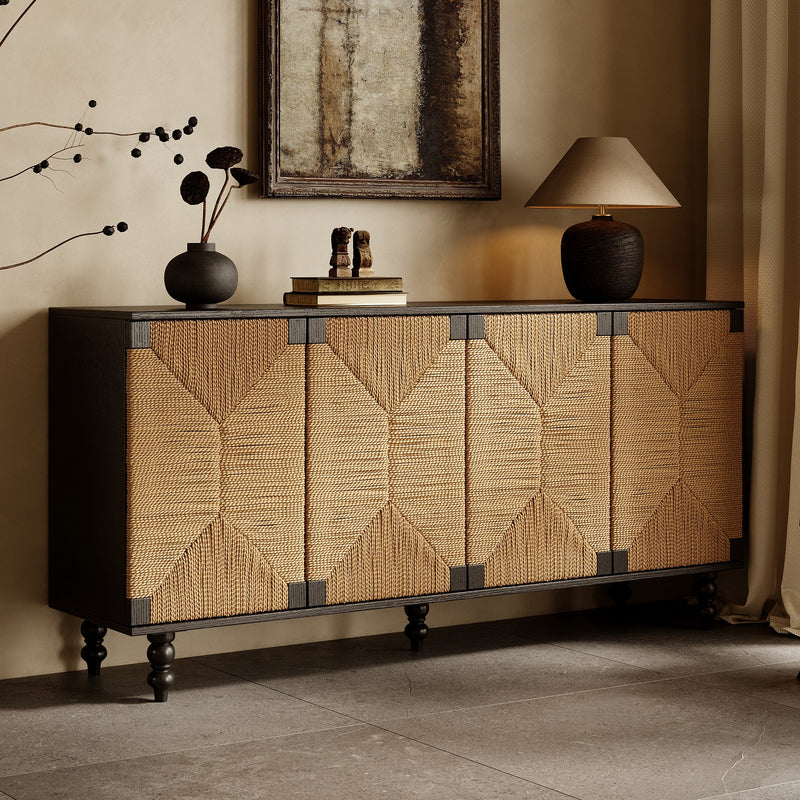 Accent Sideboard with Handwoven Seagrass Doors - Natural