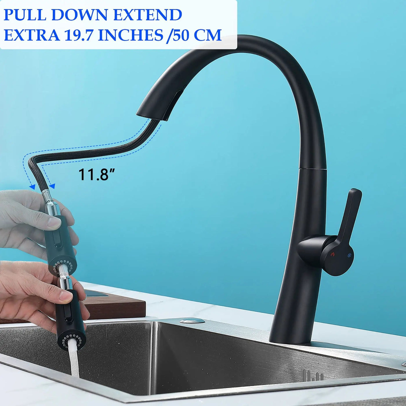 Elegant Single Handle Stainless Steel Pull Out Kitchen Faucet With High Arch Spout by HouseOfZazla