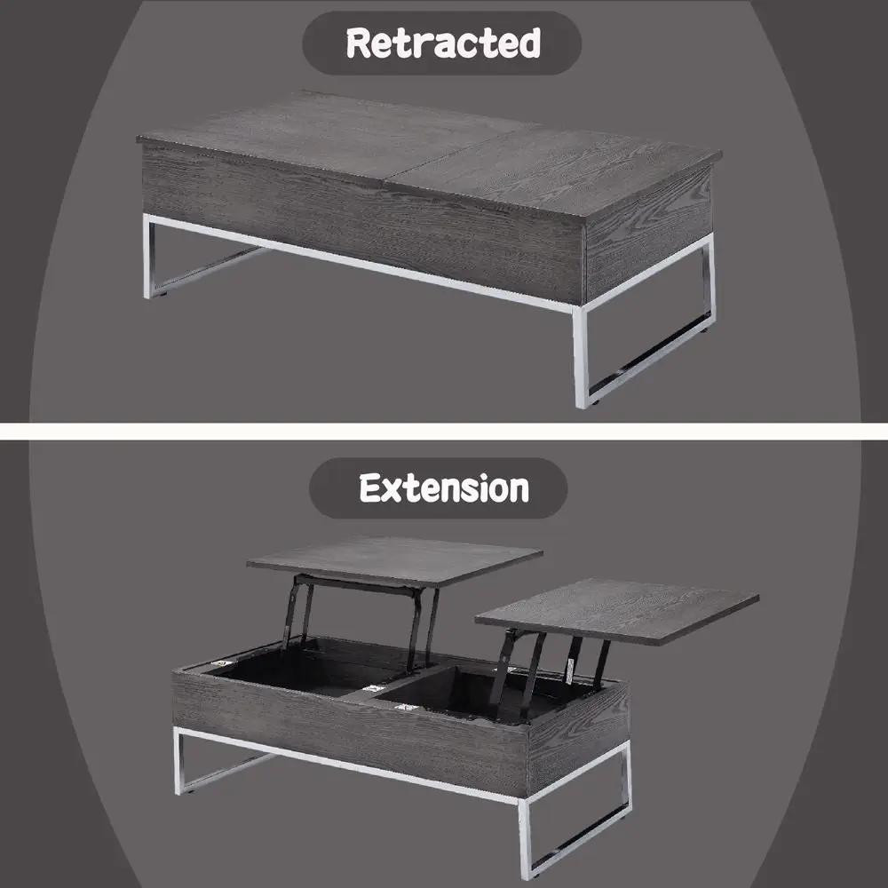 Iban - Coffee Table With Lift Top - Gray Oak & Chrome by Unique Piece Furniture