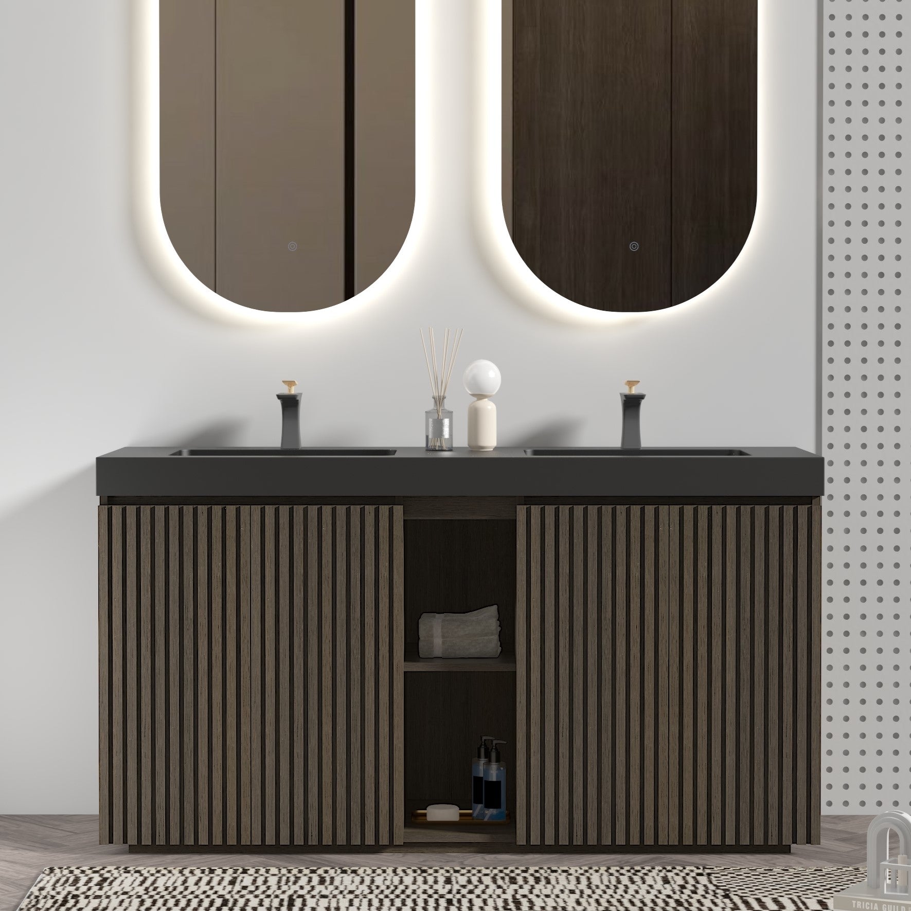 Galan 60" Smoked Oak Bathroom Vanity by HouseOfZazla