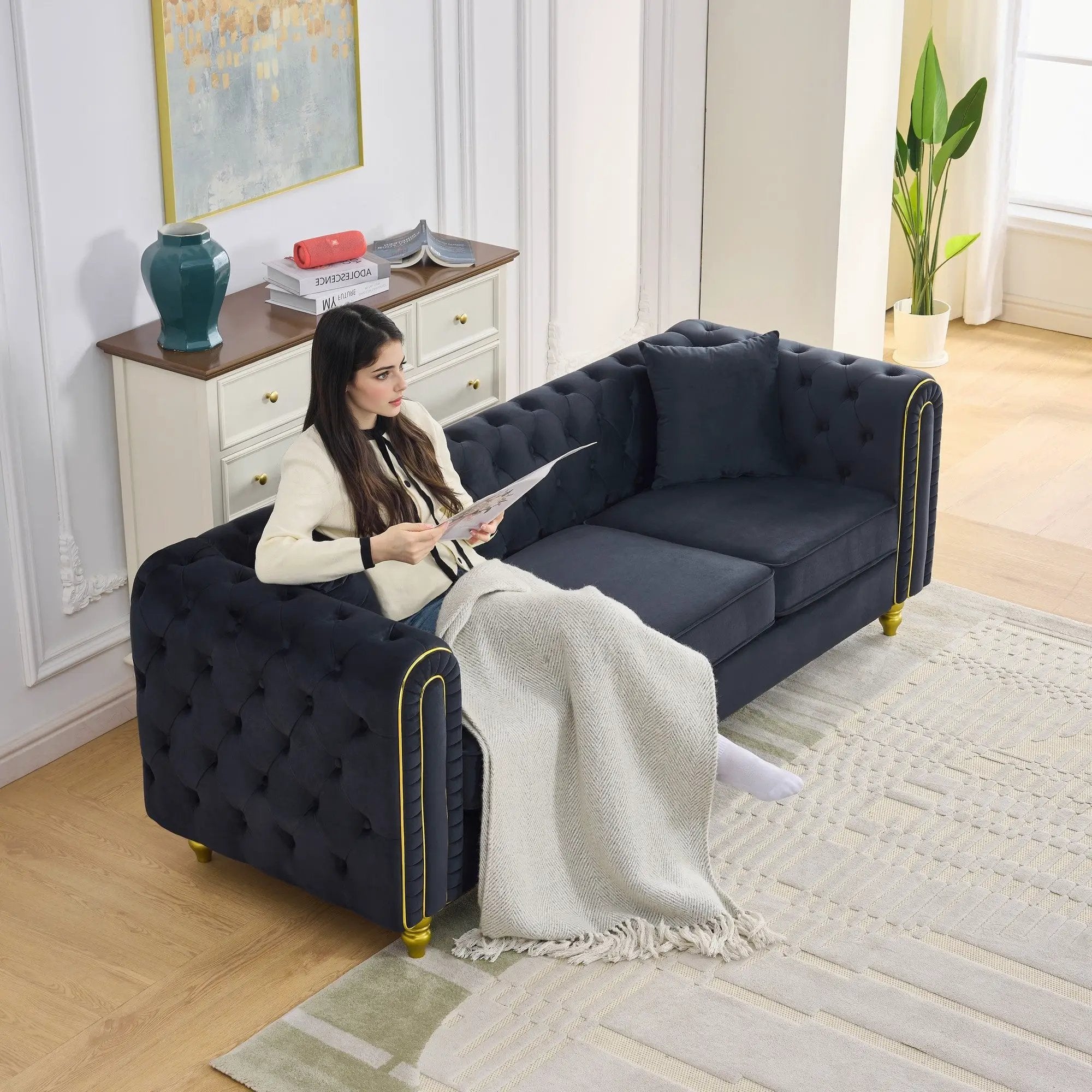 Modern Velvet Loveseat Sofa by HouseOfZazla