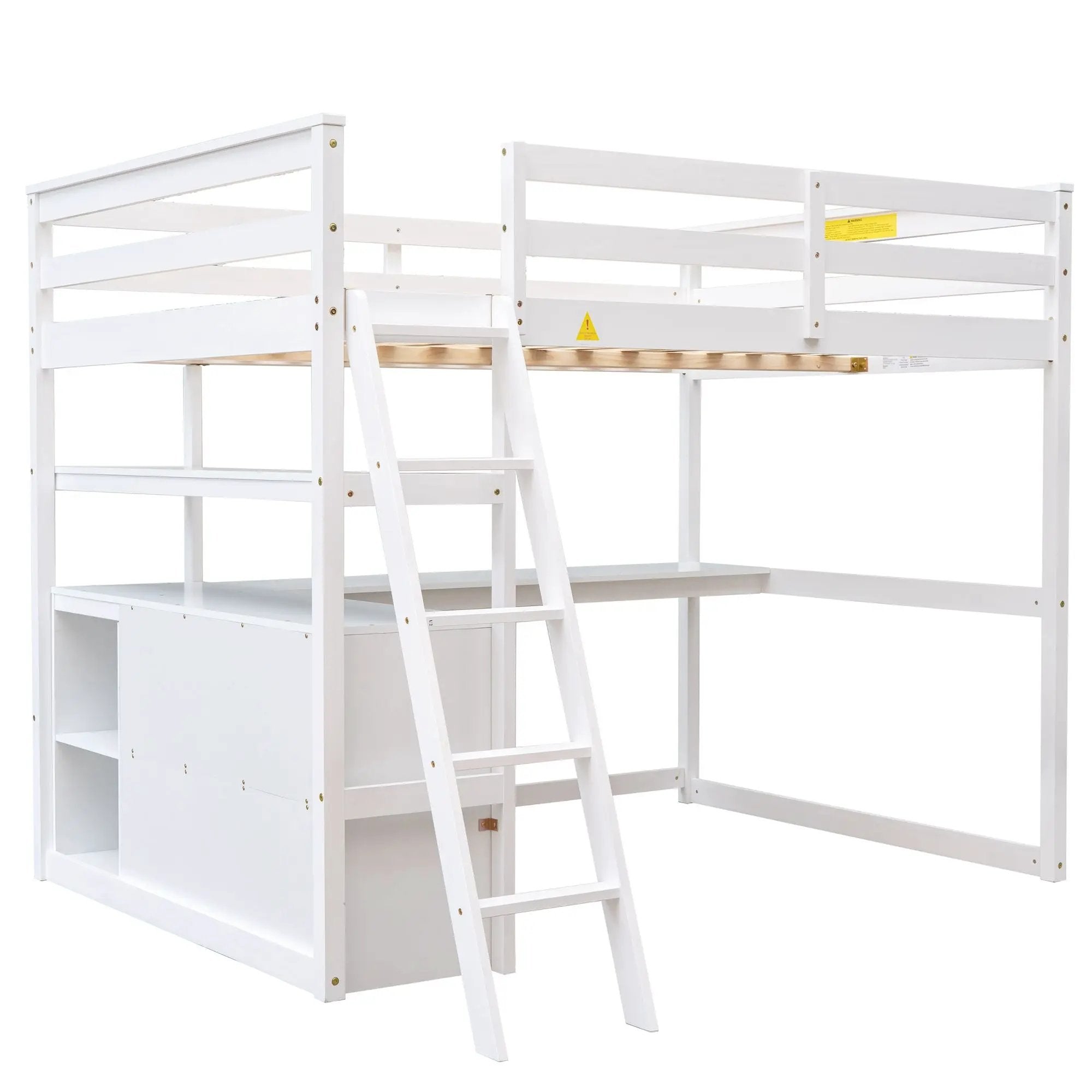 Modern Loft Bed With Built In Desk, Shelves, And 2 Drawers by HouseOfZazla