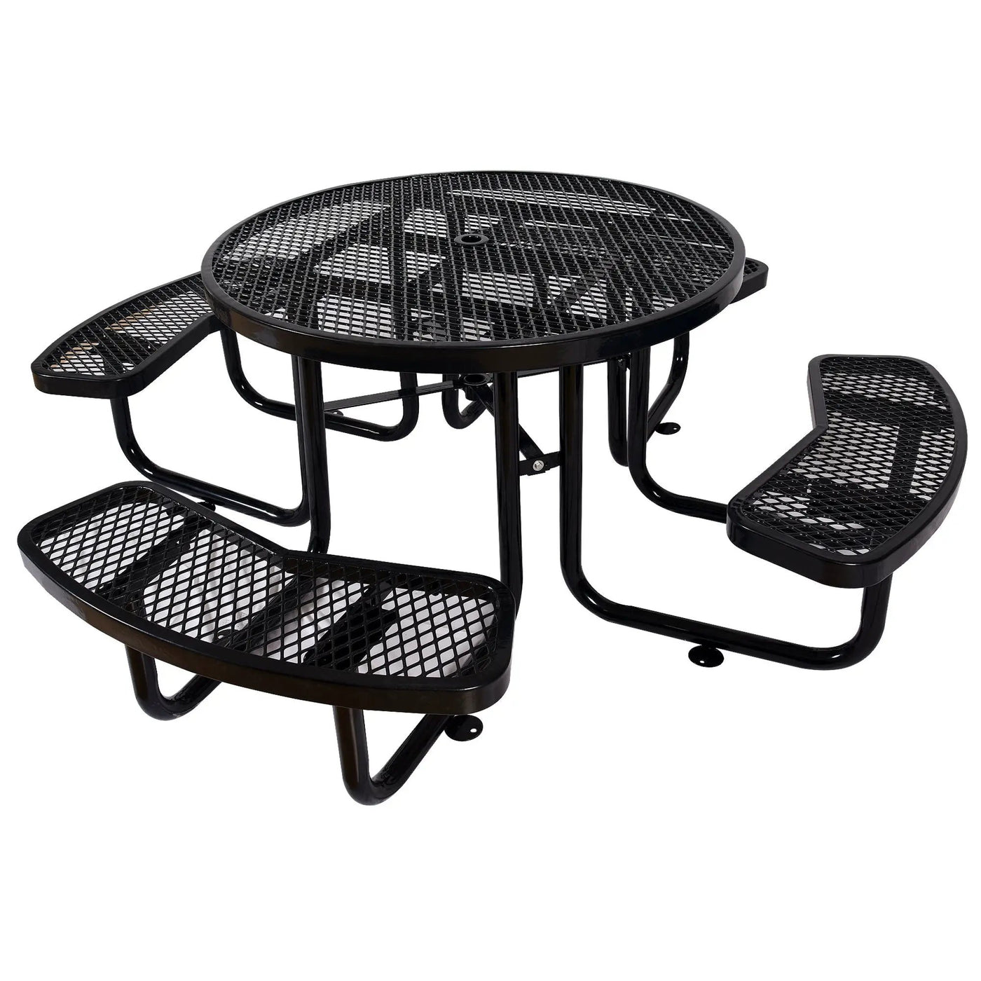 Round Outdoor Steel Picnic Table With Umbrella Pole by HouseOfZazla
