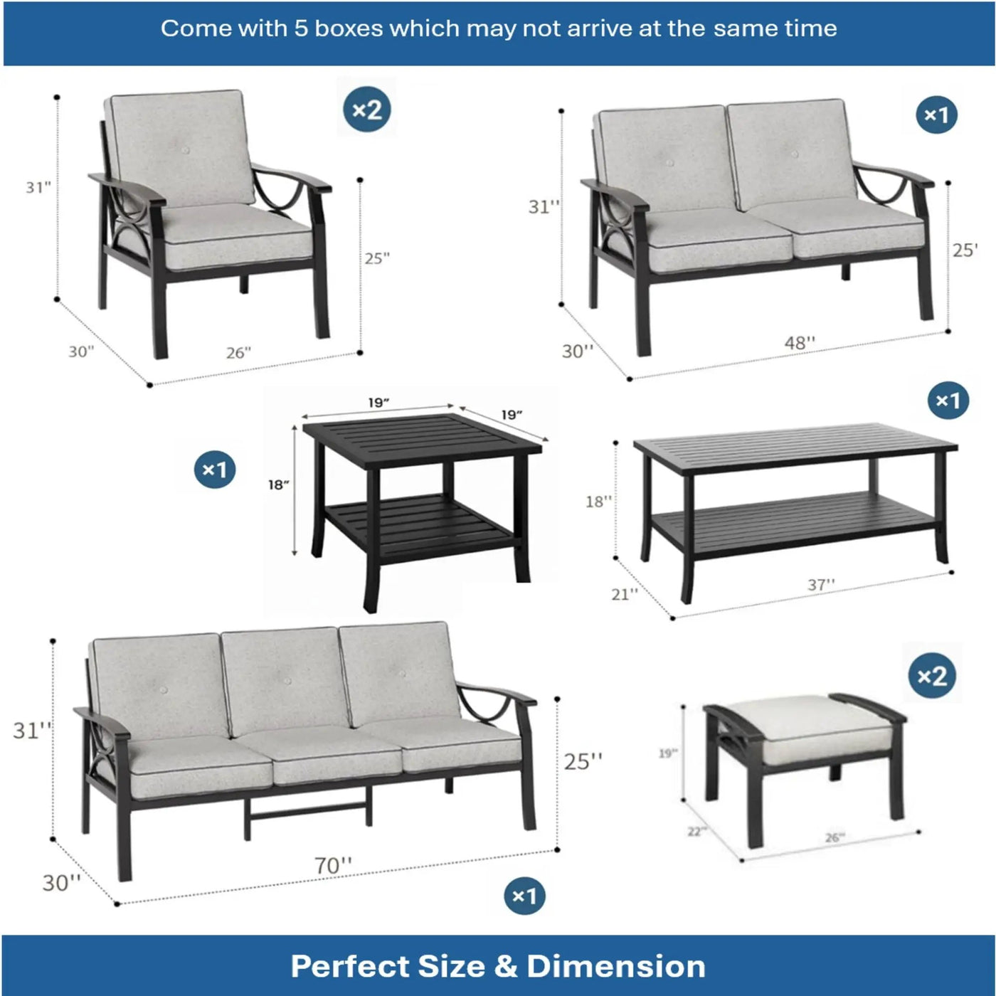 Patio Furniture Set with Coffee Table and Cushions for Backyard by HouseOfZazla