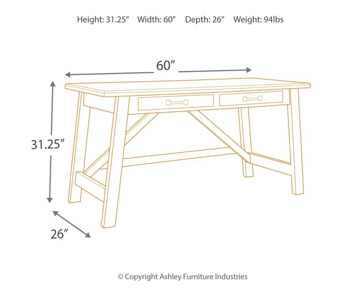 Baldridge - Home Office Large Leg Desk - Rustic Brown by Unique Piece Furniture